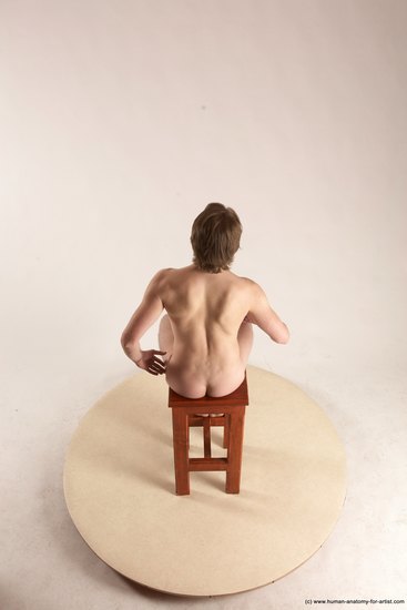 Nude Man White Sitting poses - simple Slim Short Brown Sitting poses - ALL Multi angles poses Realistic