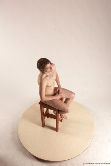 Nude Man White Sitting poses - simple Slim Short Brown Sitting poses - ALL Multi angles poses Realistic