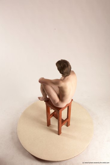 Nude Man White Sitting poses - simple Slim Short Brown Sitting poses - ALL Multi angles poses Realistic