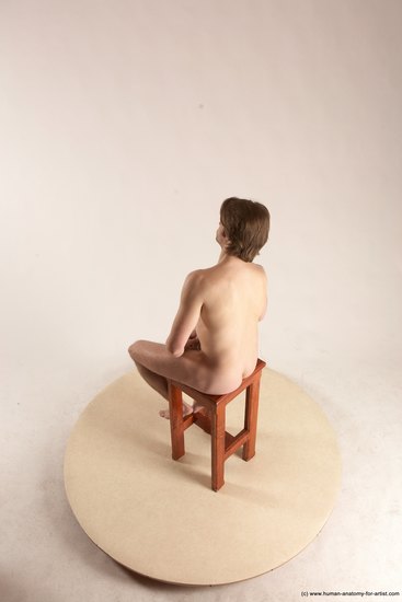 Nude Man White Sitting poses - simple Slim Short Brown Sitting poses - ALL Multi angles poses Realistic