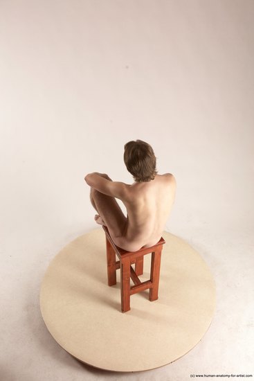 Nude Man White Sitting poses - simple Slim Short Brown Sitting poses - ALL Multi angles poses Realistic