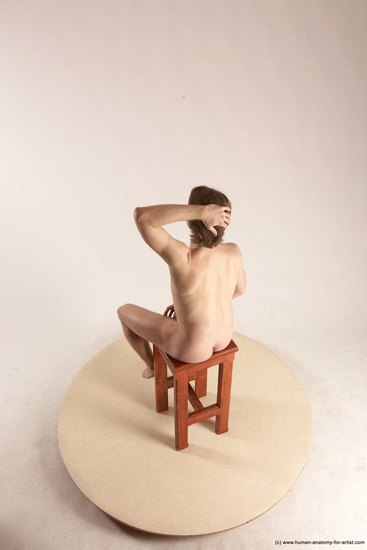 Nude Man White Sitting poses - simple Slim Short Brown Sitting poses - ALL Multi angles poses Realistic