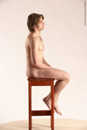 Nude Man White Sitting poses - simple Slim Short Brown Sitting poses - ALL Multi angles poses Realistic