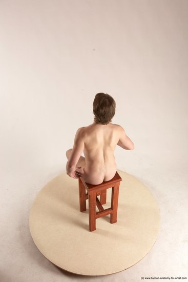 Nude Man White Sitting poses - simple Slim Short Brown Sitting poses - ALL Multi angles poses Realistic