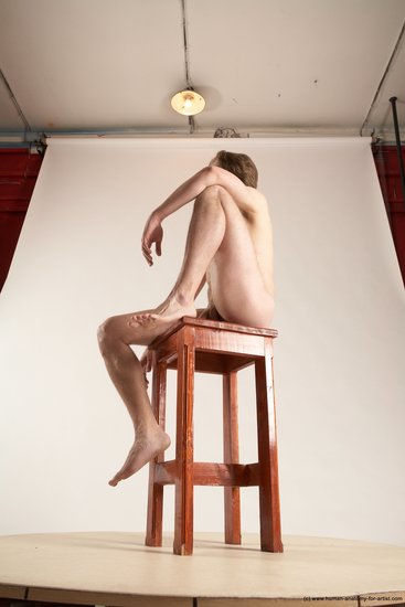 Nude Man White Sitting poses - simple Slim Short Brown Sitting poses - ALL Multi angles poses Realistic