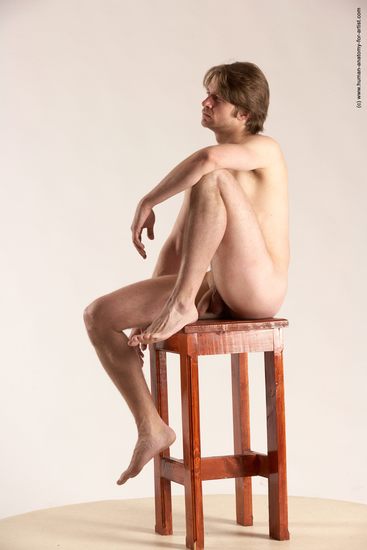 Nude Man White Sitting poses - simple Slim Short Brown Sitting poses - ALL Multi angles poses Realistic