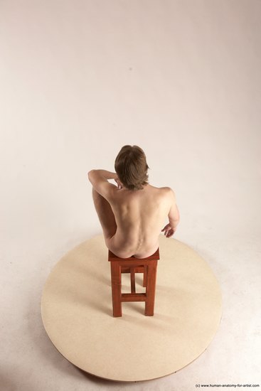 Nude Man White Sitting poses - simple Slim Short Brown Sitting poses - ALL Multi angles poses Realistic