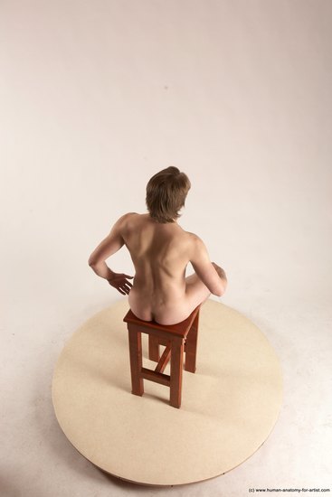 Nude Man White Sitting poses - simple Slim Short Brown Sitting poses - ALL Multi angles poses Realistic