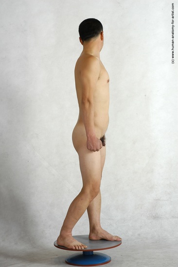 Nude Man Asian Standing poses - ALL Slim Short Black Standing poses - simple Realistic