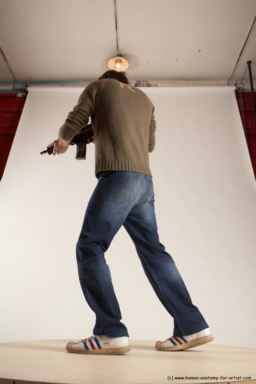 Casual Fighting with submachine gun Man White Standing poses - ALL Slim Short Brown Standing poses - simple Multi angles poses Academic Fighting poses - ALL