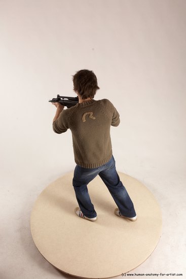 Casual Fighting with submachine gun Man White Standing poses - ALL Slim Short Brown Standing poses - simple Multi angles poses Academic Fighting poses - ALL