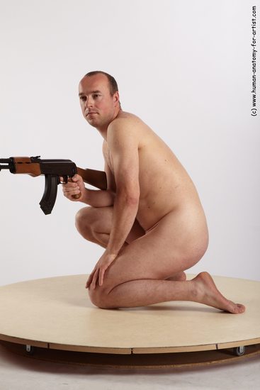 Nude Fighting with submachine gun Man White Kneeling poses - ALL Average Short Brown Kneeling poses - on one knee Realistic