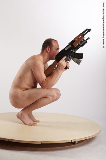 Nude Fighting with submachine gun Man White Kneeling poses - ALL Average Short Brown Kneeling poses - on one knee Realistic