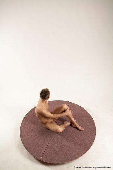 Nude Man White Sitting poses - simple Slim Short Brown Sitting poses - ALL Multi angles poses Realistic