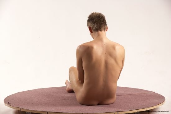 Nude Man White Sitting poses - simple Slim Short Brown Sitting poses - ALL Multi angles poses Realistic