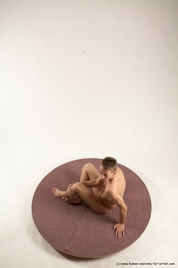 Nude Man White Sitting poses - simple Slim Short Brown Sitting poses - ALL Multi angles poses Realistic