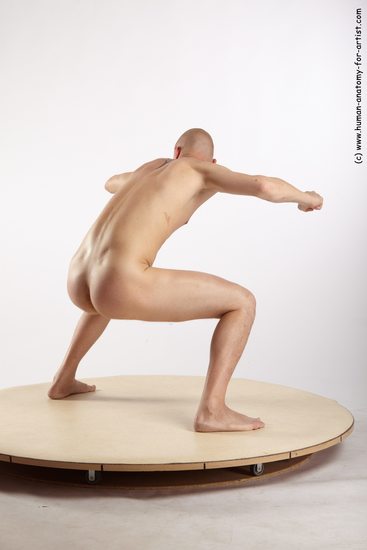 Nude Martial art Man White Standing poses - ALL Slim Bald Standing poses - simple Realistic