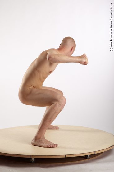 Nude Martial art Man White Standing poses - ALL Slim Bald Standing poses - simple Realistic