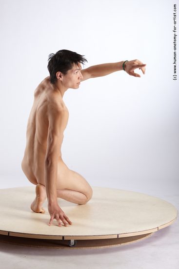 Nude Man White Kneeling poses - ALL Slim Short Brown Kneeling poses - on one knee Realistic