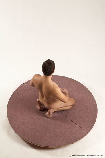 Nude Man White Slim Short Brown Sitting poses - ALL Sitting poses - on knees Multi angles poses Realistic