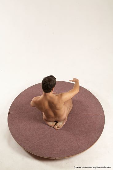 Nude Man White Slim Short Brown Sitting poses - ALL Sitting poses - on knees Multi angles poses Realistic