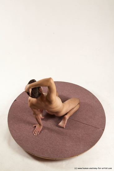 Nude Man White Slim Short Brown Sitting poses - ALL Sitting poses - on knees Multi angles poses Realistic