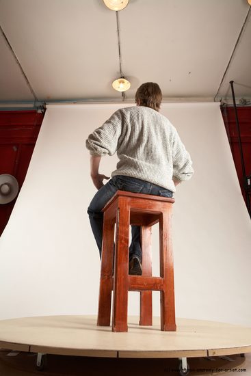 Casual Man White Sitting poses - simple Slim Short Brown Sitting poses - ALL Multi angles poses Academic