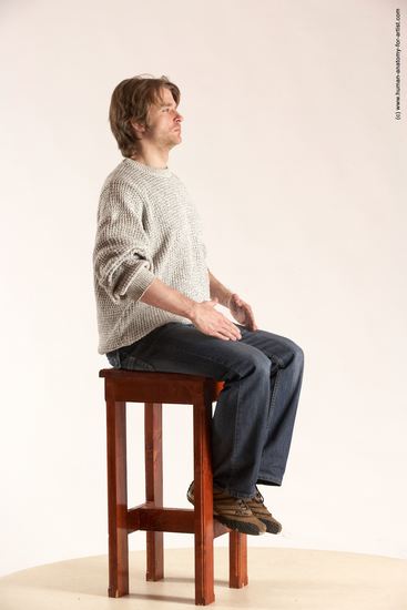 Casual Man White Sitting poses - simple Slim Short Brown Sitting poses - ALL Multi angles poses Academic