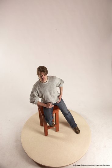 Casual Man White Sitting poses - simple Slim Short Brown Sitting poses - ALL Multi angles poses Academic