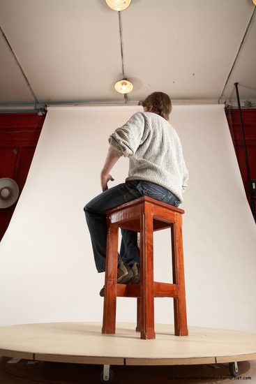 Casual Man White Sitting poses - simple Slim Short Brown Sitting poses - ALL Multi angles poses Academic