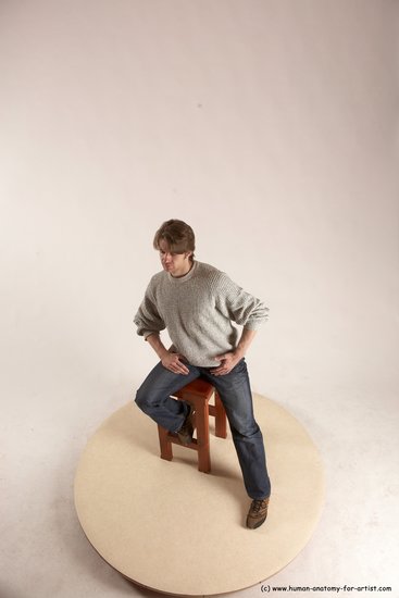 Casual Man White Sitting poses - simple Slim Short Brown Sitting poses - ALL Multi angles poses Academic