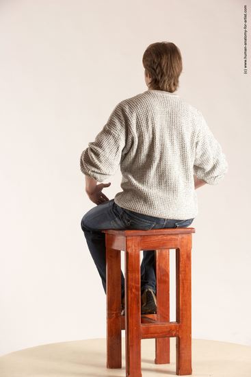 Casual Man White Sitting poses - simple Slim Short Brown Sitting poses - ALL Multi angles poses Academic