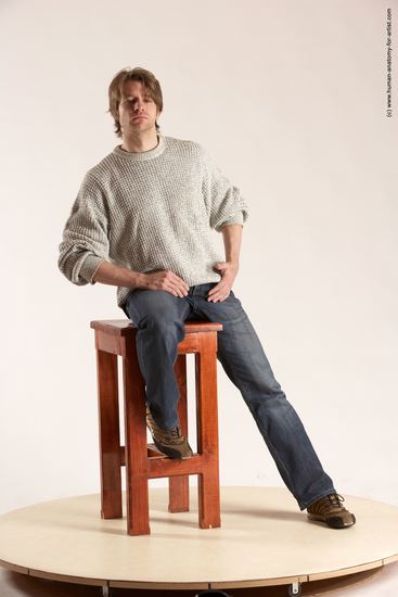 Casual Man White Sitting poses - simple Slim Short Brown Sitting poses - ALL Multi angles poses Academic