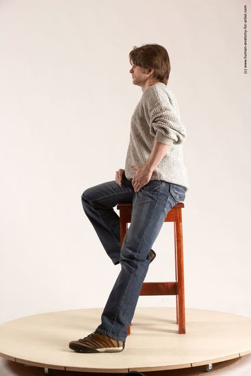 Casual Man White Sitting poses - simple Slim Short Brown Sitting poses - ALL Multi angles poses Academic