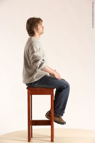 Casual Man White Sitting poses - simple Slim Short Brown Sitting poses - ALL Multi angles poses Academic