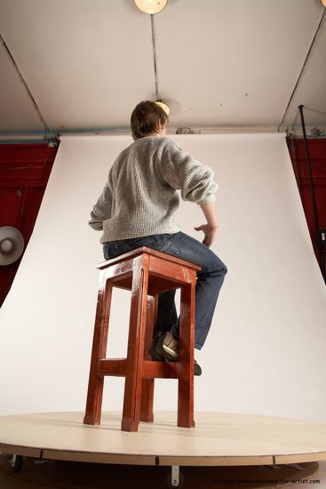 Casual Man White Sitting poses - simple Slim Short Brown Sitting poses - ALL Multi angles poses Academic