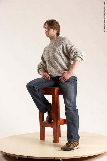 Casual Man White Sitting poses - simple Slim Short Brown Sitting poses - ALL Multi angles poses Academic