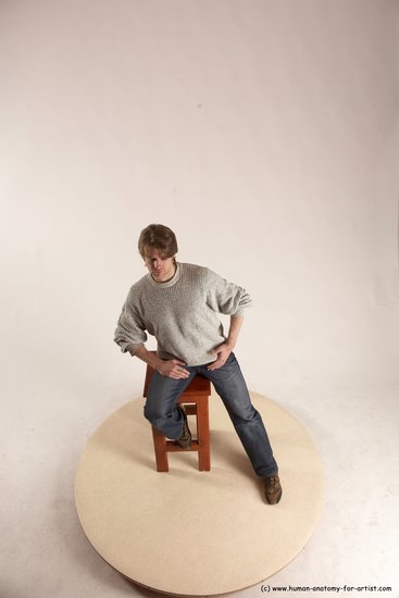 Casual Man White Sitting poses - simple Slim Short Brown Sitting poses - ALL Multi angles poses Academic