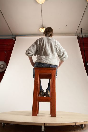 Casual Man White Sitting poses - simple Slim Short Brown Sitting poses - ALL Multi angles poses Academic