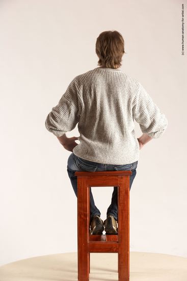 Casual Man White Sitting poses - simple Slim Short Brown Sitting poses - ALL Multi angles poses Academic