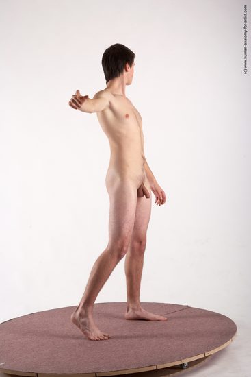 Nude Man White Standing poses - ALL Slim Short Brown Standing poses - simple Realistic