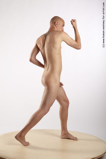 Nude Martial art Man White Standing poses - ALL Slim Bald Standing poses - simple Realistic