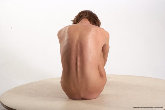 Nude Man White Sitting poses - simple Underweight Medium Brown Sitting poses - ALL Realistic