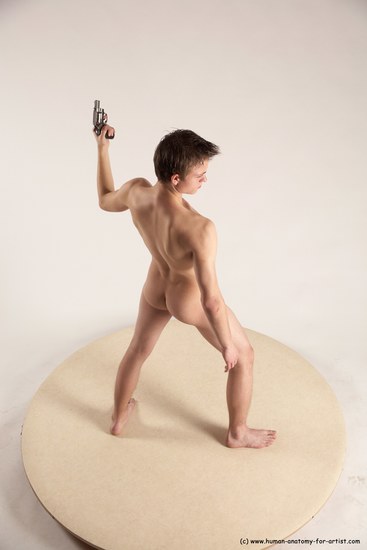 Nude Fighting with gun Man White Standing poses - ALL Slim Short Brown Standing poses - simple Multi angles poses Realistic