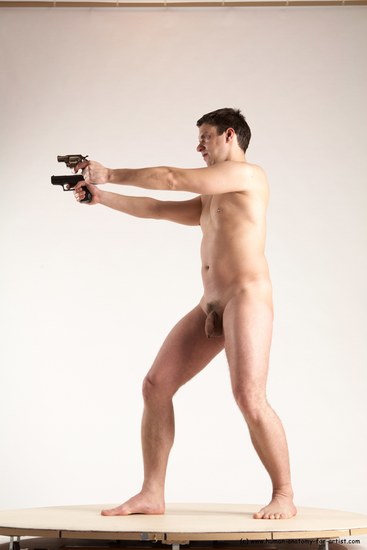 Nude Fighting with gun Man White Standing poses - ALL Average Short Brown Standing poses - simple Multi angles poses Realistic