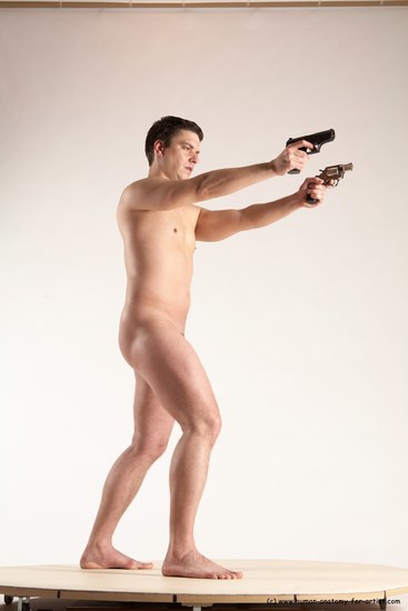 Nude Fighting with gun Man White Standing poses - ALL Average Short Brown Standing poses - simple Multi angles poses Realistic