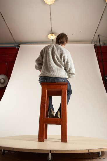 Casual Man White Sitting poses - simple Slim Short Brown Sitting poses - ALL Multi angles poses Academic