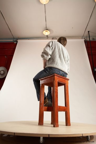 Casual Man White Sitting poses - simple Slim Short Brown Sitting poses - ALL Multi angles poses Academic