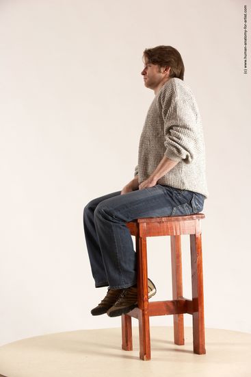 Casual Man White Sitting poses - simple Slim Short Brown Sitting poses - ALL Multi angles poses Academic