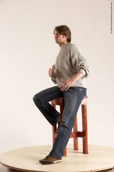 Casual Man White Sitting poses - simple Slim Short Brown Sitting poses - ALL Multi angles poses Academic